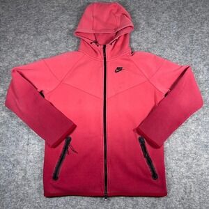 Nike Tech Fleece Hoodie Mens L Pink Red  Gradient Full Zip Jacket